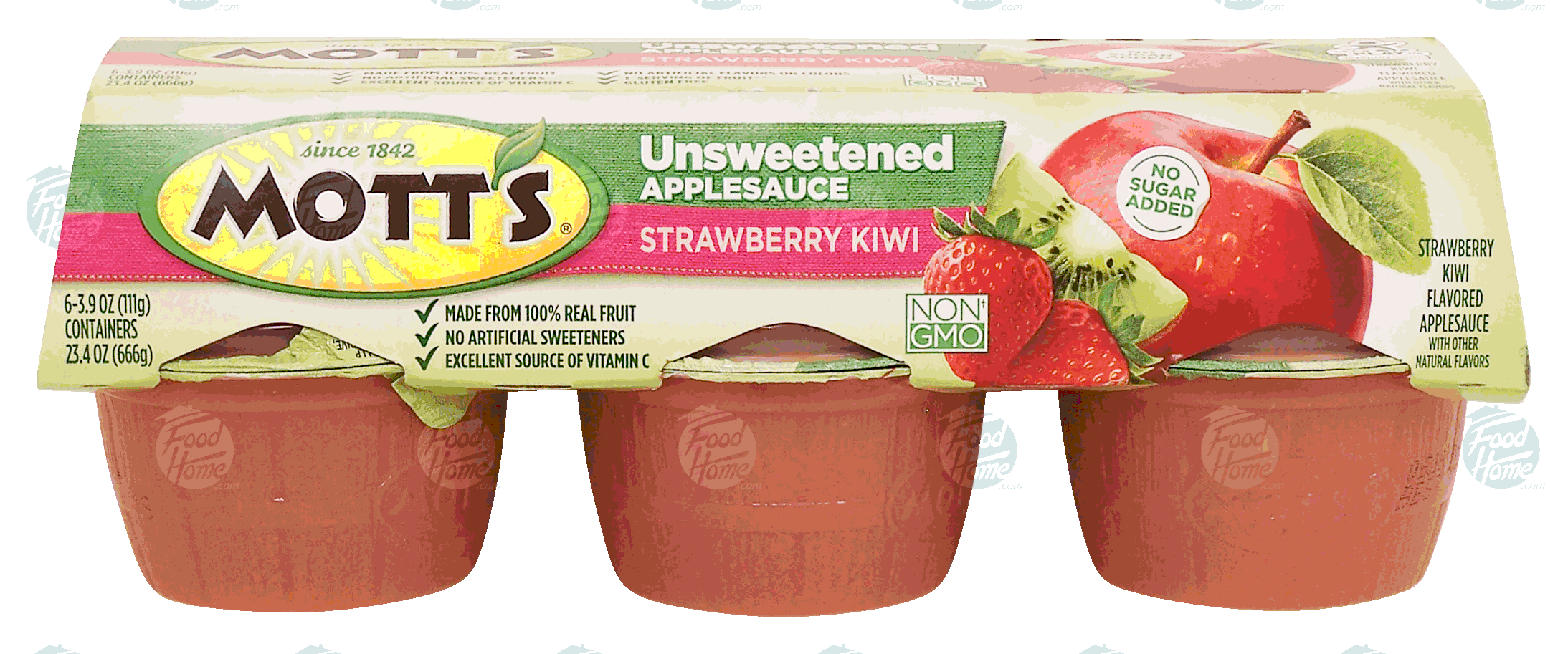 Mott's  apple sauce, unsweetened, strawberry kiwi flavored, 3.9-oz. cups Full-Size Picture